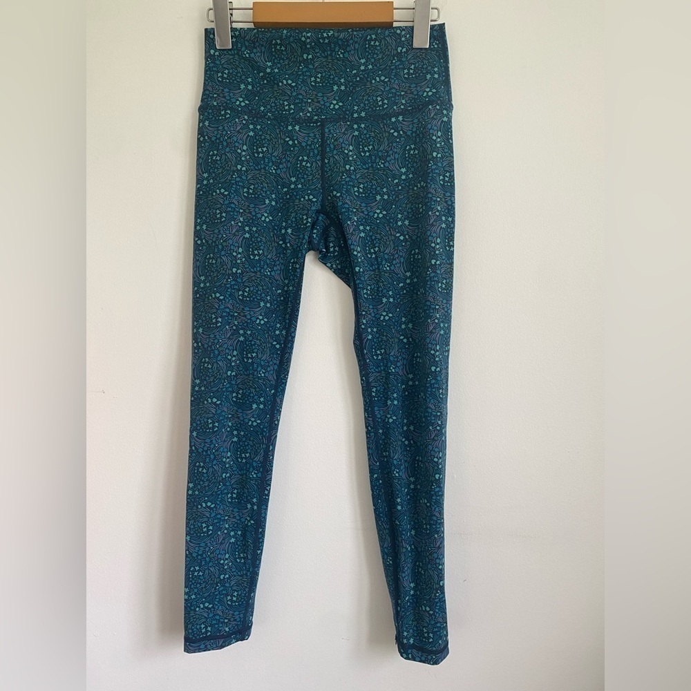 Zyia Active Abstract Floral Print Tight Legging • Blue Turquoise • size US 4